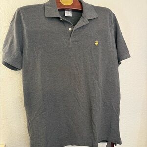 Brooks Brothers 100% Cotton Charcoal Gray Polo with Yellow Bee Logo